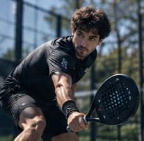Padel player in action from the approved VCN mockup