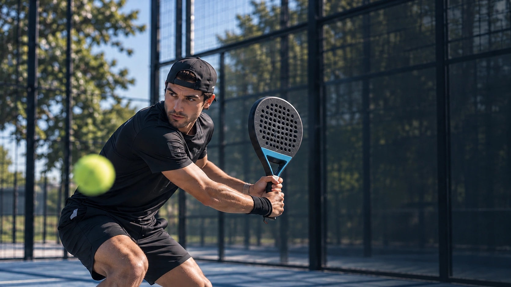 Padel action campaign artwork from the approved VCN mockup