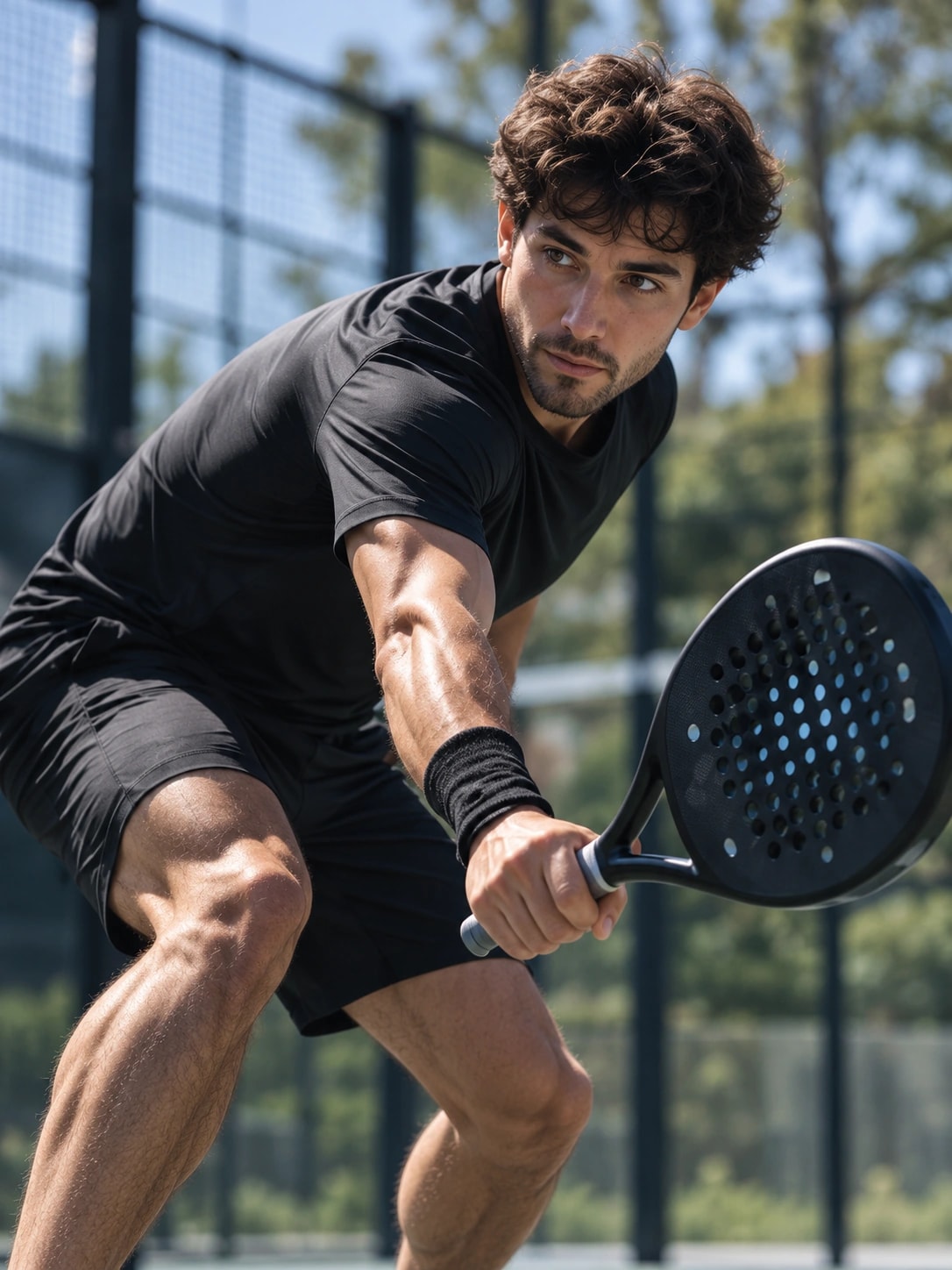 Padel player in action from the approved VCN mockup